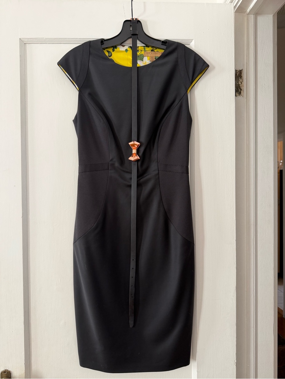 Size 1 Elegant Black Never Worn Ted Baker Dress with Belt